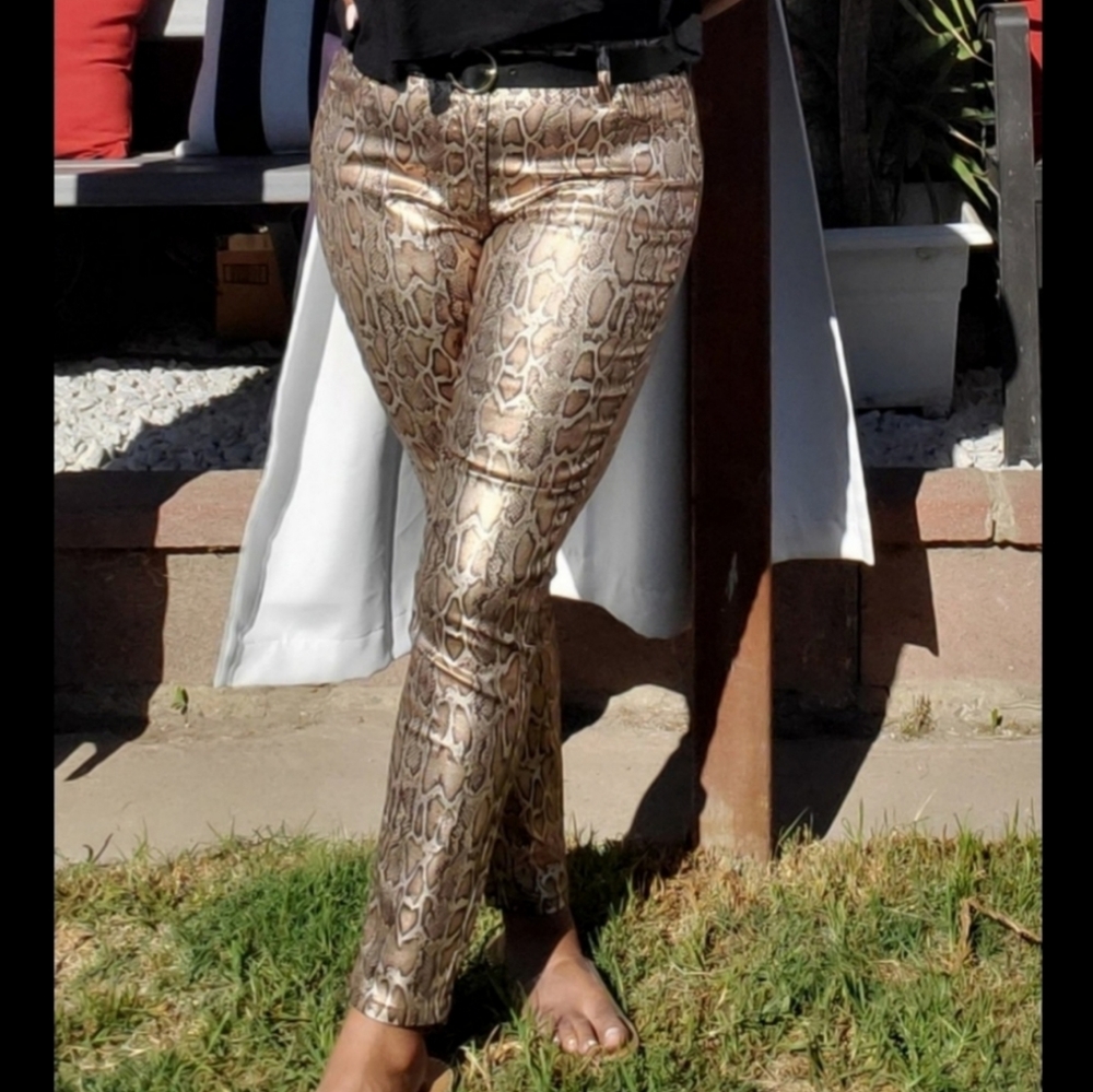 Faux Snakeskin Pants